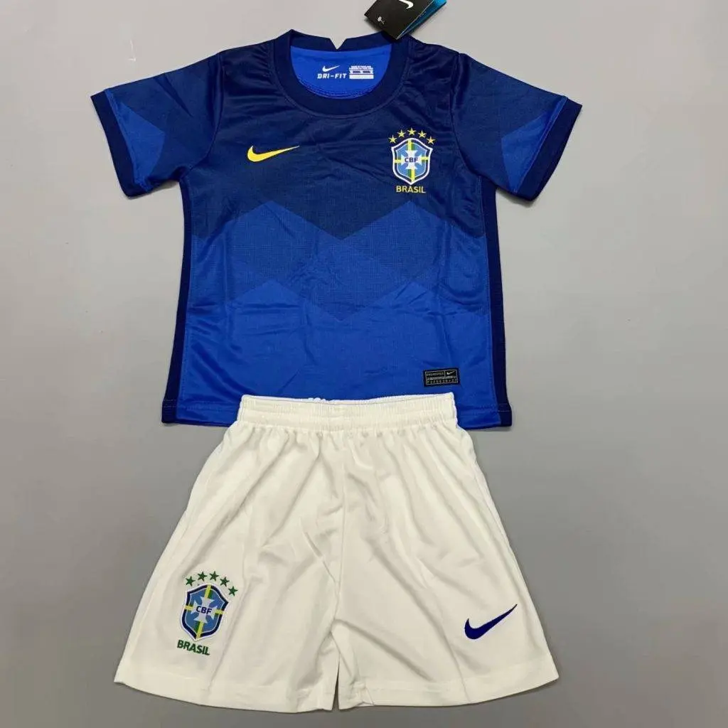 Brazil 2021 Away Kids Jersey And Shorts Kit