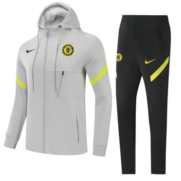 Chelsea 2021-22 Hoodie Jacket Tracksuit Gray&black