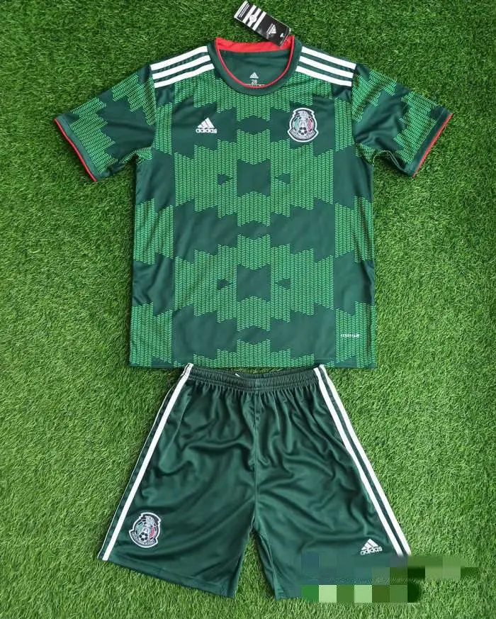 Mexico 2021 Home Kids Jersey And Shorts Kit  - Green