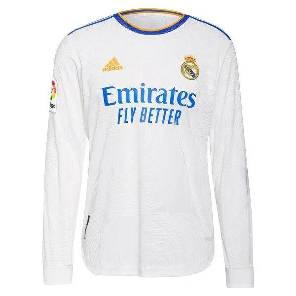 Real Madrid 2021 Home Authentic Patch Long Sleeve Jersey - White