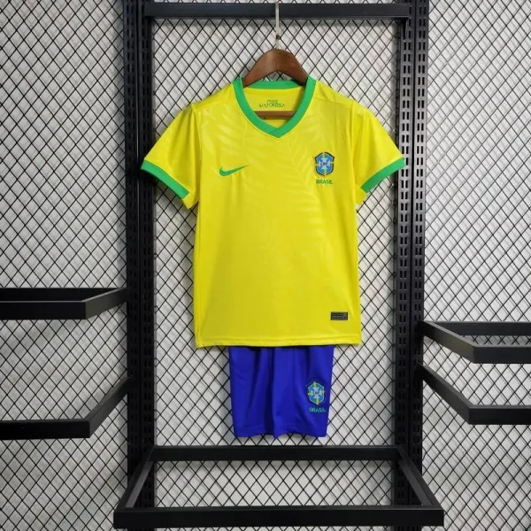 Brazil 2023/24 Home Kids Jersey And Shorts Kit