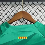 Barcelona 2023/24 Green Goalkeeper Kids Jersey And Shorts Kit