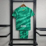 Barcelona 2023/24 Green Goalkeeper Kids Jersey And Shorts Kit