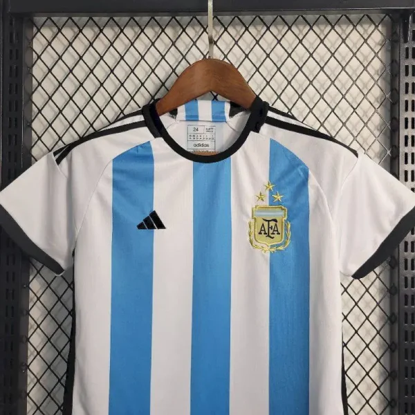 Argentina 2022 Word Cup Home 3-Stars Kids Jersey And Shorts Kit