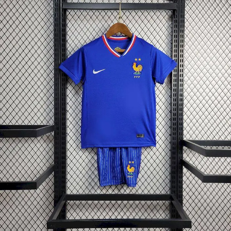 France 2024/25 Euro Home Kids Jersey And Shorts Kit